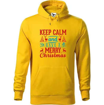 Pánská mikina DOBRÝ TRIKO Pánská mikina s potiskem Keep calm Christmas Velikost pánské mikiny: 4XL, Barva: Žlutá