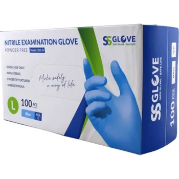 Vyšetřovací rukavice Jednorázové nitrilové vyšetřovací rukavice SSGLOVE modré 100 ks XL