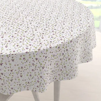 ubrus Bavlněný kulatý ubrus Sandra SA-004 Fialové růžičky Ø 100 cm