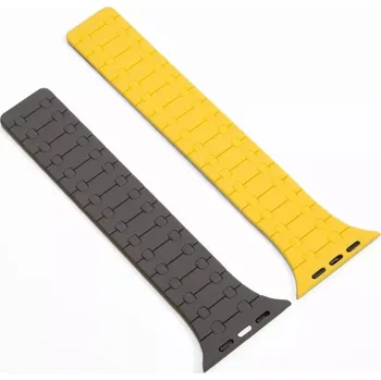 Silikonový Magnetický Pásek Na Apple Watch 42/44/45/49 Barva: Šedá-Žlutá