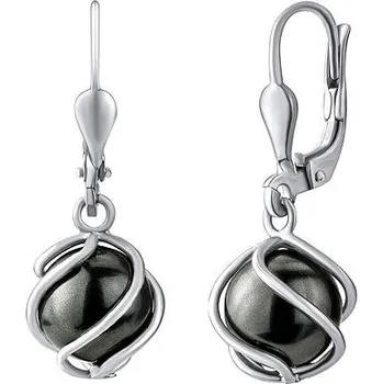 Náušnice Stříbrné náušnice York s černou Swarovski® Perlou SILVEGOB31644SWBLKP