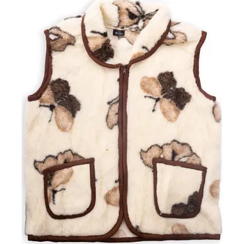 Dámská vesta Vesta z ovčí vlny vzor MOTÝLCI 3XL 4XL