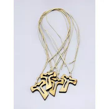 Náhrdelník Náhrdelník - Dřevěný kříž v přírodní hnědé na stahovacích šňůrkách