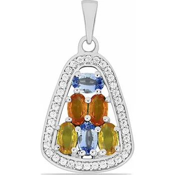 Přívěsek Přívěsek stříbrný s vícebarevnými broušenými safíry Ag 925 029355 MSAF 1,9 cm, 2,1 g