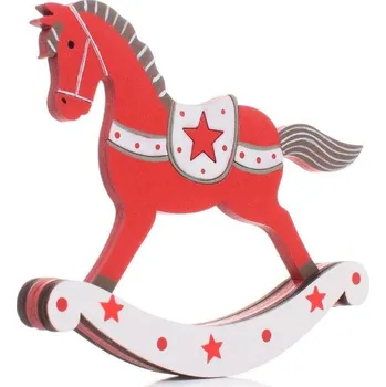 Vánoce Dřevěná dekorace, závěs, VÁNOČNÍ HOUPACÍ KONÍK, 12x10 cm, 1 kus