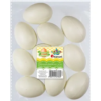 Velikonoční dekorace Vajíčka velikonoční, plastová, bílá, 40 x 60 mm, 10 ks/bal.