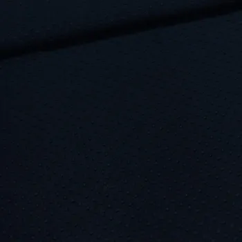 Šatovka polyesterová / šifon tmavě modrá, vytkávané puntíky, š.140cm (látka v metráži)