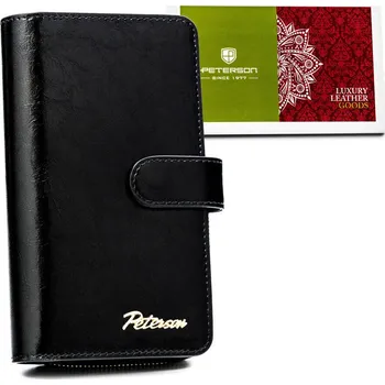 Peněženka Velká dámská kožená peněženka se zapínáním na zip a patentky Barva: Černá