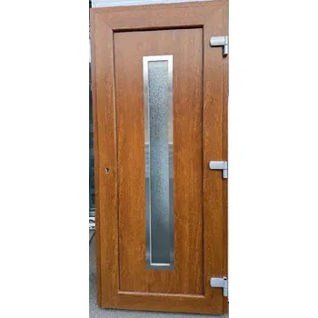 Vchodové dveře SOFT vchodové plastové dveře AURORA, zlatý dub/bílá, 98x200 cm OTEVÍRAVÉ VEN