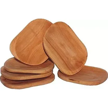 Talíř Sada šesti velkých dřevěných talířů 30 x 23,5 x 2,5 cm 6 ks