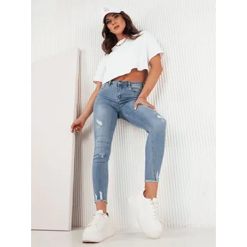 Dámské džíny Dámské džíny s dírami VARGES UY1980 Barva: Nebeská, Velikost: 3XL