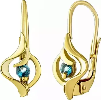 Náušnice Zlaté náušnice Marlen ze žlutého zlata s přírodním modrým London Blue Topazem SILVEGOG35008LNBTGY