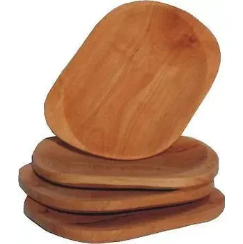 Talíř Sada čtyř velkých dřevěných talířů (4 ks servírovacích dřevěných talířů velkých perfektní na zahradní grilování i grilpárty)