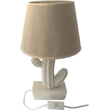 Stojací lampa DUE ESSE, Stolní lampa bílá s bílým kaktusem 38 cm