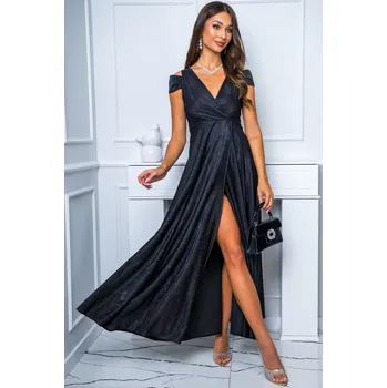 Dámské šaty Getthelook Splývavé šaty s rukávkem Gala Diamond, černé Velikost: 38