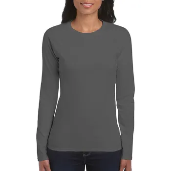 Dámské tričko Gildan Softstyle dámské bavlněné tričko s dlouhými rukávy šedé S