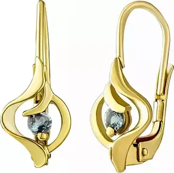 Náušnice Zlaté náušnice Marlen ze žlutého zlata s přírodním Akvamarínem SILVEGOG35008AQGY