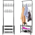 Věšák na oblečení s třemi policemi na boty černý