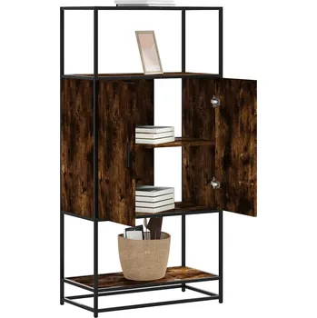 přebalovací pult a komoda Skříň highboard kouřový dub 68x35x139cm kompozitní dřevo a kov Hnědá 849041