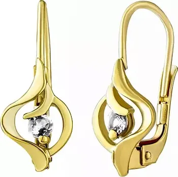 Náušnice Zlaté náušnice ze žlutého zlata Marlen s přírodním čirým Topazem SILVEGOG35008WTGY