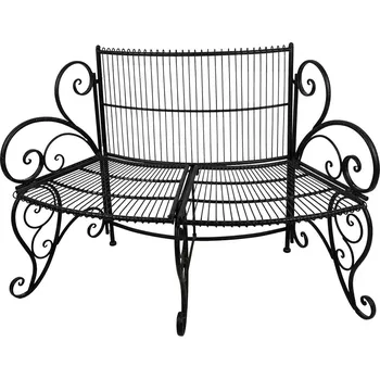 Zahradní lavice Černá antik kovová lavička ke stromu Romance - 134*54*92 cm