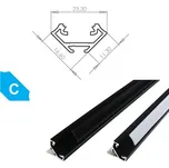 BERGE Hliníkový profil pro LED pásky C Rohový Eloxovaný černý 2m