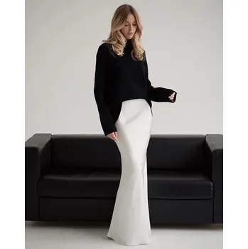 Dámská sukně Saténová sukně délky maxi Barva: Bílá, Velikost: M