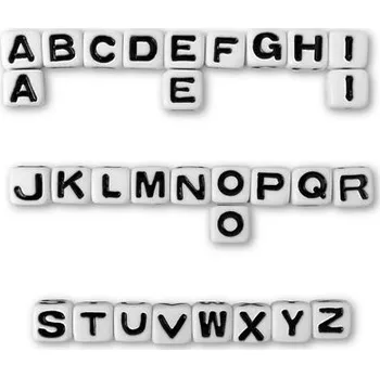 Dětské navlékací korálky Manumi abeceda z plastových korálků s písmenky 7 mm se zdvojením A, E, I, O