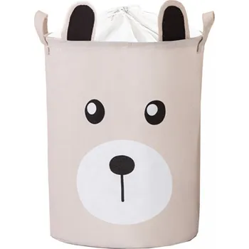 úložný prostor na hračky Koš na hračky uzavíratelný - Bear béžový, bavlna
