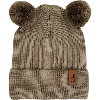 Čepice Mimilove Čepice MERINO bambulky 6-12 měsíců Hnědá