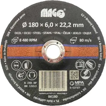Brusný kotouč Kotouč brusný na kov 180 x 6 x 22,2 mm - MAGG BK180