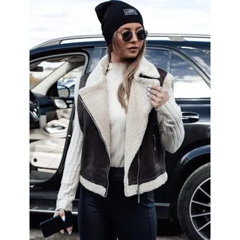 Dámská vesta Dámská vesta WOOLZIP ze semiše a ovčí kůže, káva