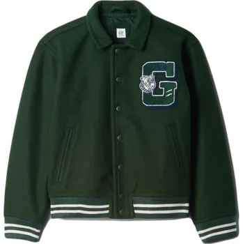 Dětská bunda GAP VARSITY XXL Tmavě zelená, Bílá