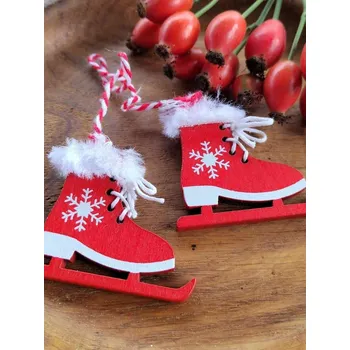 Vánoční dekorace Vánoční dekorace dřevěná červená světlá brusle