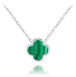 1902 MINET Stříbrný náhrdelník čtyřlístek s malachitem