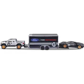 RC model auta Maisto - Design Team Haulers, 2009 Ford F-150 SVT Raptor + 2017 Ford GT Heritage, 1:64 - expresní doprava