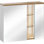 Závěsná koupelnová skříňka se zrcadlem Bahama 841 2D alpská bílá/dub votan