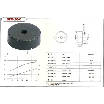 Síťový kabel Piezobzučák 22mm,napájení 6-24V/10mA