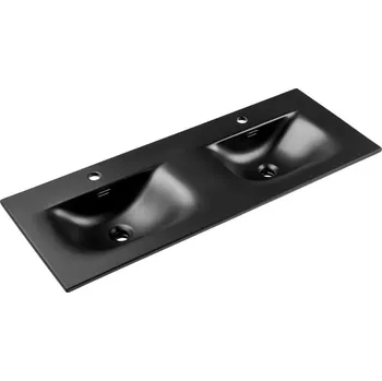 Umyvadlo Dvojité keramické zápustné umyvadlo Sky1 120 cm matné černé