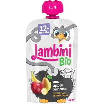 LAMBINI BIO Demeter kapsička hruška, jablko a banán 100 g