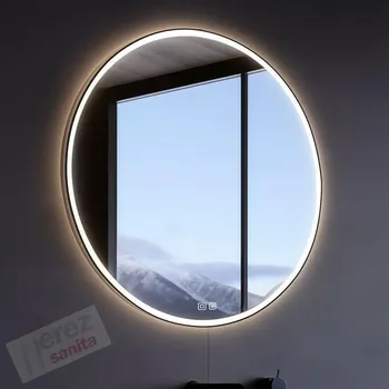 Zrcadlo Černé kulaté LED zrcadlo pr. 1000 se dvěma dotykovými senzory