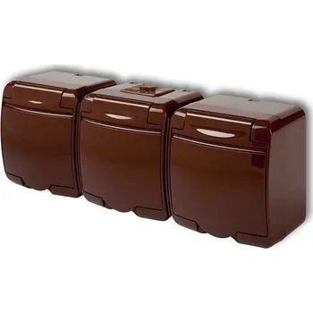 Elektrická zásuvka Trojzásuvka 250V/16A IP54, hnědá, Karlik