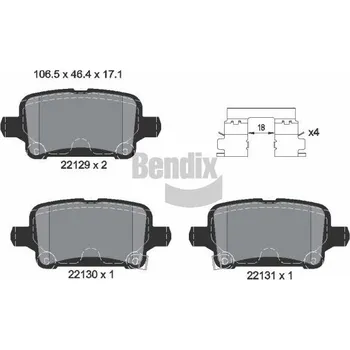 Brzdová destička Sada brzdových destiček, kotoučová brzda BENDIX Braking BPD1212