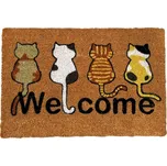 HOME ELEMENTS Rohož z kokosových vláken, Welcome Kočky, 40x60 cm 1ks