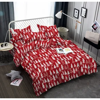 Povlečení Bavlněné povlečení CHRISTMAS TREES červené Rozměr povlečení: 2 ks 70 x 90 cm | 200 x 220 cm