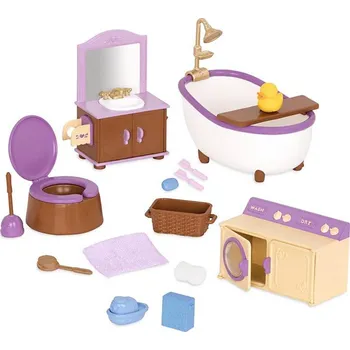 Domeček pro panenku Li'l Woodzeez - Hrací set nábytek do koupelny
