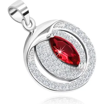 Přívěsek Přívěsek ze stříbra 925, zirkonové zrno červené barvy, rámeček z čirých zirkonů