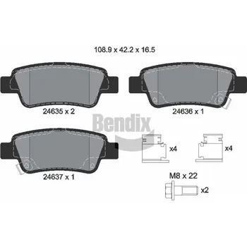 Brzdová destička Sada brzdových destiček, kotoučová brzda BENDIX Braking BPD1464