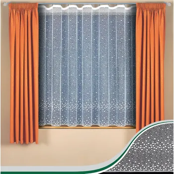 Žakárová záclona 319670 kostičky, s olůvkem, bílá, výška 150cm (v metráži)