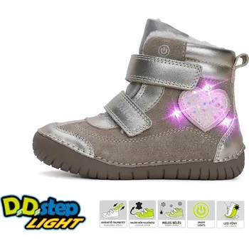 Dívčí zimní obuv D.D.STEP W050-42707D blikací Barva: Béžová, Velikost: 28